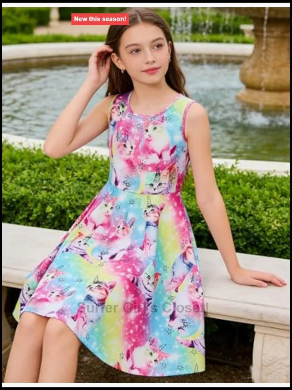Sleeveless A-Line Floral Sundress for Girls Casual Summer